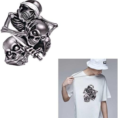 Black Skull Head Iron-on Transfers For Clothing Accessories Clorhing Stickers Washable Heat-Transfer Transfer Sticker Washable