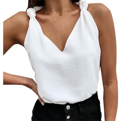Women Cami v-neck Sexy Casual Top Vest Blouse Camisole Strappy Casual Loose Backless Sleeveless Tropical Summer Shirt
