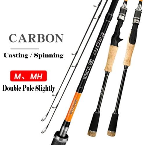 Carbon Lure Rod M/MH Double Rod Slightly Hard Rod CW 7-40g Throwing Rod Baitcasting Fishing Rod Carp Feeder Pole