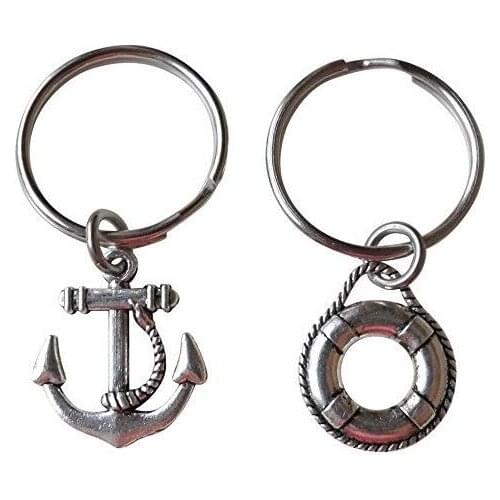 Navy style anchor life buoy Keychain For Keys Car Bag Charm Key Ring Handbag Couple Vintage Silver Key Chain Jewelry Accessories