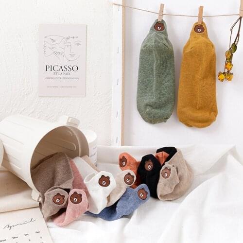 Harajuku Funny Ankle Socks Embroidery Animal bear Cute Socks Women Divertidos Creative Kawaii Chaussette Femme