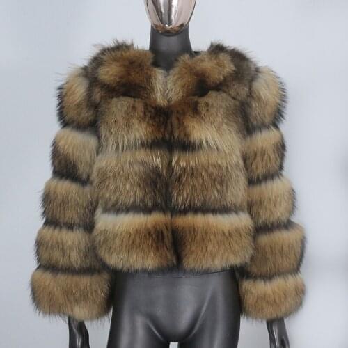 2021 New Fashion Winter Jacket Women Big Real Fur Coat Natural Raccoon Fur Hood Thick Warm Outerwear Streetwear Removable