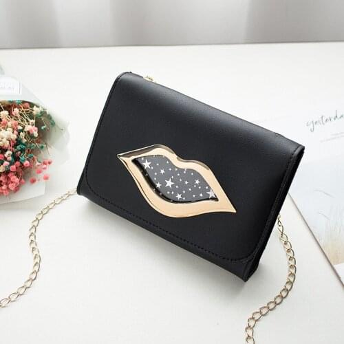 Female Crossbody Messenger Chain Bags Ladies 2021 Brand Fashion Big Lips Shoulder Bag for Women Shiny Stars Leather Change Purse