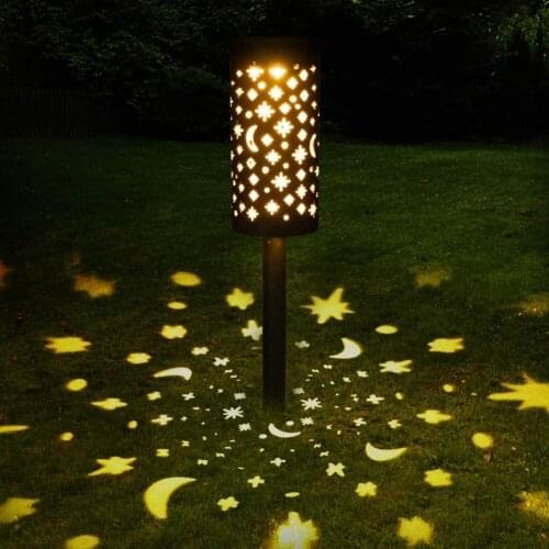 Star Moon Solar LED Iron Art Lantern Light Garden Yard Outdoor Decor Lamp