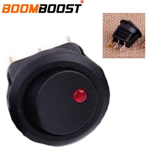 10Pcs Toggle SPST Switch Car Auto Boat Micro Button Rocker Switch With Led Red Light Cats Eye 20A 12V DC On/Off Black Round