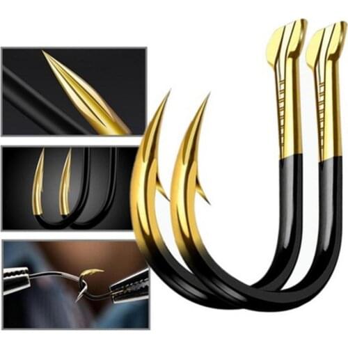 10Pcs Fishing Hooks Iron Barbed Outdoor Fishing Hooks Bait Holder Fish Tackle Accessories Bait Lure Catfish Golden Fishing Tool