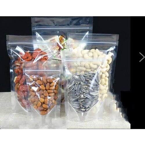 100Pcs/Lot Stand Up Clear Zip Lock Bag Plastic Packaging Pouch for Food Tea Candy Cookie Baking Storage Chocolate Bags Pouches