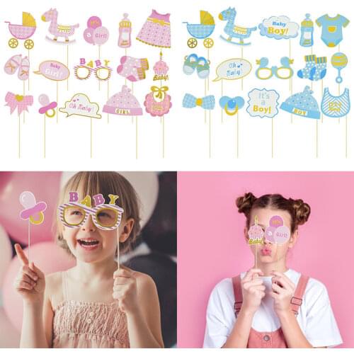 15pcs/set Baby Shower Photo Booth Decoration Gender Revealing Commemorates The First Boy Or Girl Photo Background Supplies