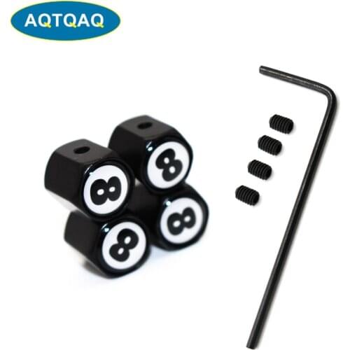 4Pcs/set Car Styling Zinc Alloy Anti-theft NO.8 Logo Car Tire Valve Caps Wheel Tires Tire Stem Air Cap Airtight Covers