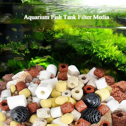 500g 10TypesAquarium Fish Tank Filter Media Ceramic Rings Activated Carbon Bio Balls Clear Water Filter Media Aquario Acessorio