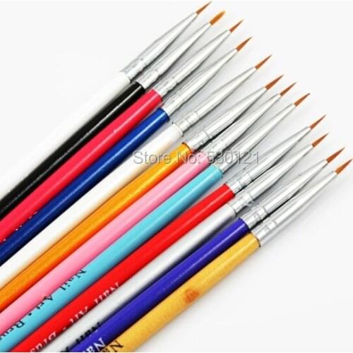 12pcs/ Set Mix Colors Acrylic Nail Brush Set Nail Art Pen to Draw Nail Pattern on Nail