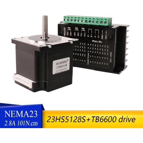 Free shipping stepper motor 51mm (2.8A, 4-wire 101N.cm) 23HS5128 NEMA 23 with TB6600 Drive for NEAM23 3D printer accessorie