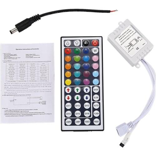 44 keys Wireless IR Remote control with receiver for 5050 3528 RGB SMD LED strip light