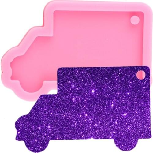 Shiny Glossy Trucks Silicone Mould Epoxy Resin Keychain Molds Pendant Polymer Clay Mould Jewelry Making Necklace Moulds