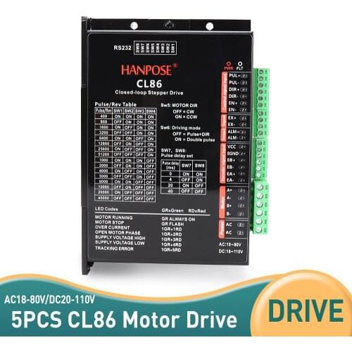 CL86 closed loop step servo driver AC18-80V DC20-110V for NEMA34 CNC controller hybrid servo motor for CNC milling machine
