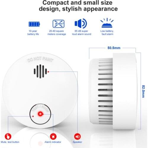 Newest Smoke Alarm Detector Voice Warn Sensor Home Security Protection High Sensitive Built-in lithium Battery 10 Years of Use