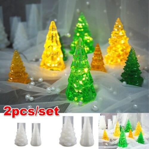 Epoxy Mold Christmas Tree Hand-made Mold Small Night Light Table Creative Mirror Silicone Mold Candle Holder Silicone Mold