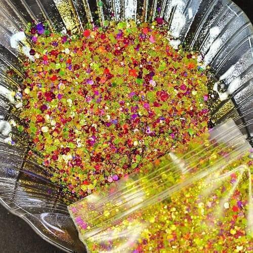 50g Nail Holographic Hexagon Sequins Shining Dazzling Colorful Ultra-thin Iridescent Flakes Nail Art Sparkles Glitter Slices H