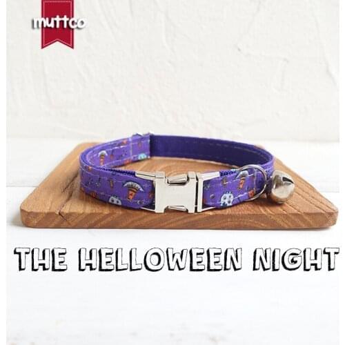 MUTTCO Retailing self-design personalized cat collars handmade collar THE HELLOWEEN NIGHT 2 sizes UCC091