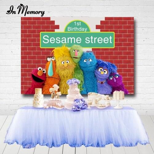 InMemory Elmo Birthday Party Backdrops Sesame Street Brick Wall Kids Baby Shower Newborn Photography Backgrounds Custom