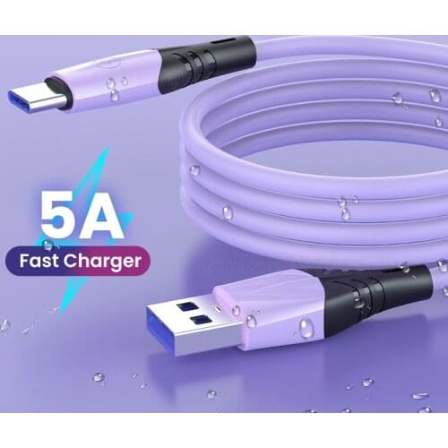 5A Liquid Silicone USB Type C Cable For Huawei Mate 40 Pro P40 Pro Fast Charging Type C Cable USB C Data Cable For Samsung S10