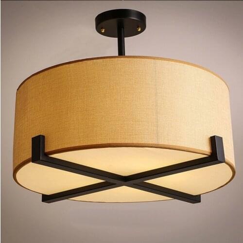 Chinese style linen fabric round pendant lamp simple fashion living room study room bedroom warm pendant lights ZA620 ZL218 YM