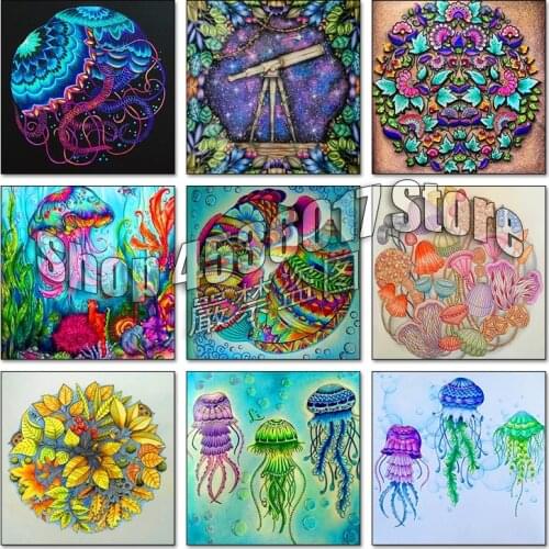 Jellyfish 5d Diy Diamond Painting Cross Stitch Diamond Embroidery animal to Coloring Mosaic Full Rhinestone Gifts Handmade Craft