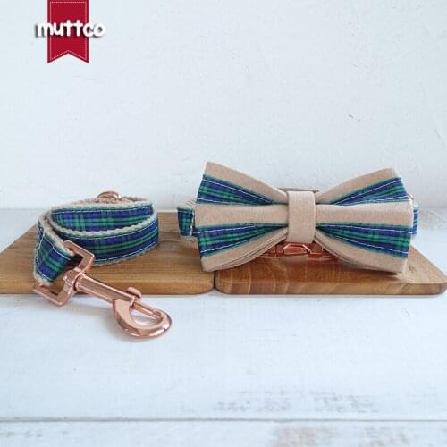 MUTTCO retailing unique new collar for dog THE FOREST PLAID cotton dog collar leash set 5 sizes UDC014M