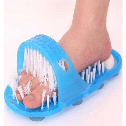Origional Shower Feet Foot Cleaner Scrubber Washer Brush Massage Brush Clean Bathroom Shower Blue Slippers Spa Bath Brushes 2018