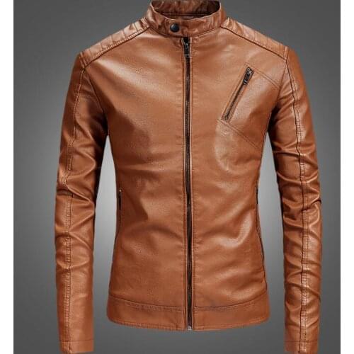 Autumn mens leather jacket slim motorcycle coat men jackets clothes spring casual jaqueta de couro street dance fashion yellow