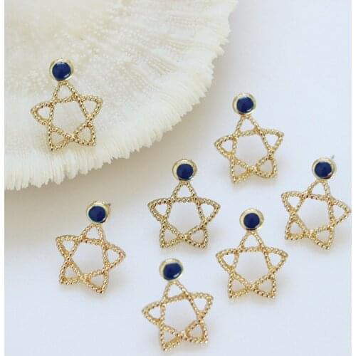 10 PCS 19x15mm Lovely Metal Alloy Pentagram Stud Earrings Settings For Women Jewelry Decorations
