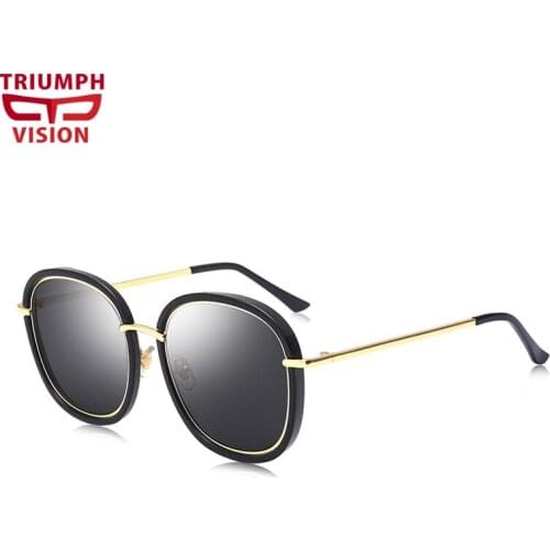 TRIUMPH VISION Square Double Frame Shades Polarized Ladies Sunglasses UV400 Mirror Color Summer Female Sun Glasses Lunette
