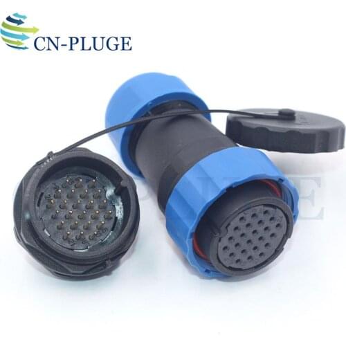 SP28 Type 24 pin Aviation Waterproof Wire Connector Male Socket Female Plug 28mm Panel Mount IP68