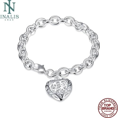 INALIS Hollow Heart-Shaped Thick Charm Bracelets Unisex Round Copper Bracelet For Women And Men Wedding Fashion Jewelry New