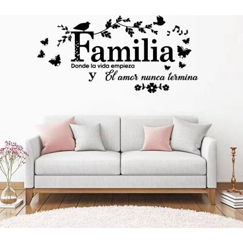 Spanish Where Life Begins Quote Wall Sticker Living Room Bedroom Familia, donde la vida empieza Quote Wall Decal Vinyl DW10542