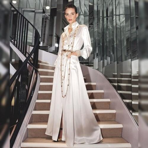 Designer High Quality New Spring Autumn Womens Long Dress Gorgeous Fashion Elegant Single Breasted Shirt Casual Party Dress