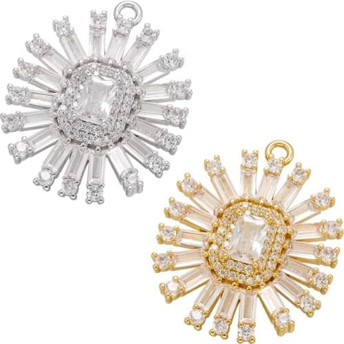 ZHUKOU Geometric Rectangle Pendant Crystal Flower charms for DIY Handmade Earrings Jewelry Accessories Supplies Wholesale VD972