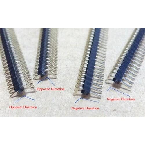 1*40 1x40 Pin 40P Golden Nickel Plated 2.0 Pitch Single Row Opposite Negative Direction Right Angle PCB Male Pin Header Strip