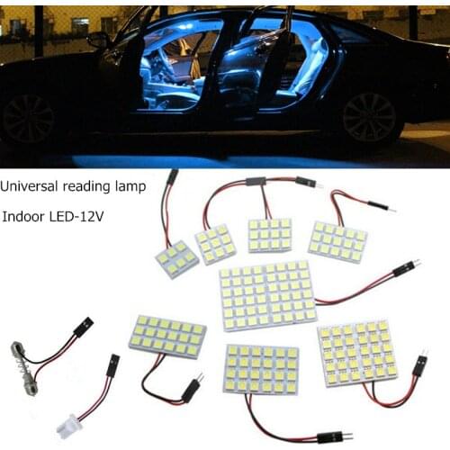 1pcs White Red Blue T10 24 Smd led Led Panel Car Auto Interior Reading Map Lamp Bulb Light Dome Festoon BA9S 3Adapter DC 12v