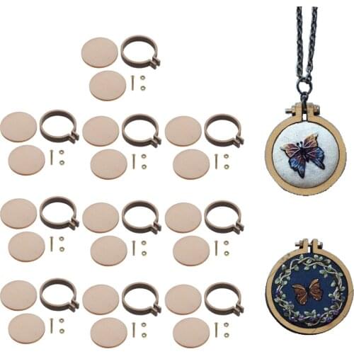 10pcs Mini Round Wooden Embroidery Frame Hoop DIY Art Craft Accessories for Adults Beginners Handicraft Lovers
