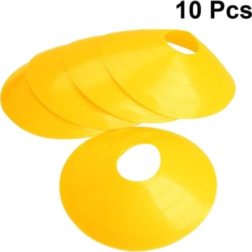 10PCS Football Training Sign Dish Plate Cone Obstacle Marker Tray Football Training Disc Equipment Ordinary Round Mouth (Yellow)