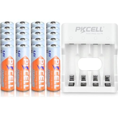 20PCS AA 2500mWh 1.6v NIZN battery AA rechargeable battery packed with NIZN battery charger for AA/AAA nizn flashlight battery