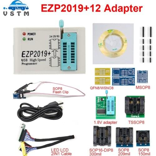 2021 EZP2019 Full set High-Speed USB SPI Programmer+12 Adapter SOP8 test clip sop8/16 Support 24 25 93 EEPROM 25 Flash Bios Chip