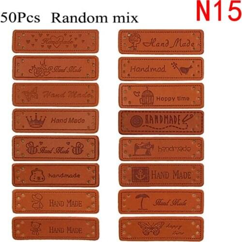 50Pcs 1.5*5cm Handmade Tags Handmade Faux Leather Knitting Label For Bag Handmade With Love PU Label For Bag Accessories