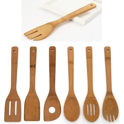 6pcs/set Creative Kitchen Bamboo Shovel Bamboo Kitchen Household Tools Cooking Spoons Kitchen Tools LPF0062 Spatula Wooden S6P4