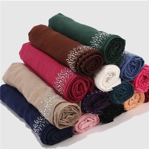 75*180cm muslim women diamond glitter cotton hijab scarf islamic headscarf foulard femme musulman long ladies shawls
