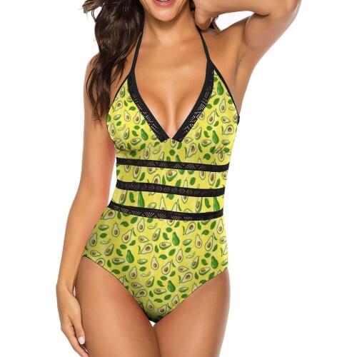 Avocado Swimsuit V Shape Sale 1-Piece Swimwear Women Full Surfing Bathing Suit