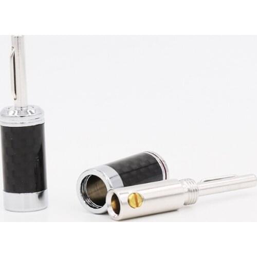 B440R Rhodium Plated Carbon Fiber Speaker Cable Banana Terminal Connector 4pcs