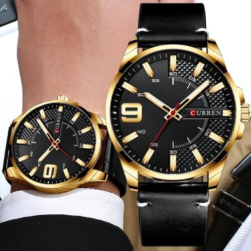 Curren 2020 Genuine Leather Mens Watches Brand Luxury Business Minimalist Watch Men Waterproof Gold Wristwatch Relogio Masculino