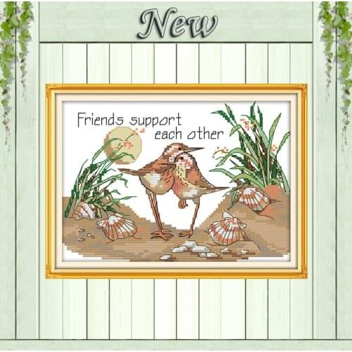 Friends birds home decor Painting animals Counted Print on canvas DMC 14CT 11CT DIY Cross Stitch Embroidery Sets Needlework Kits